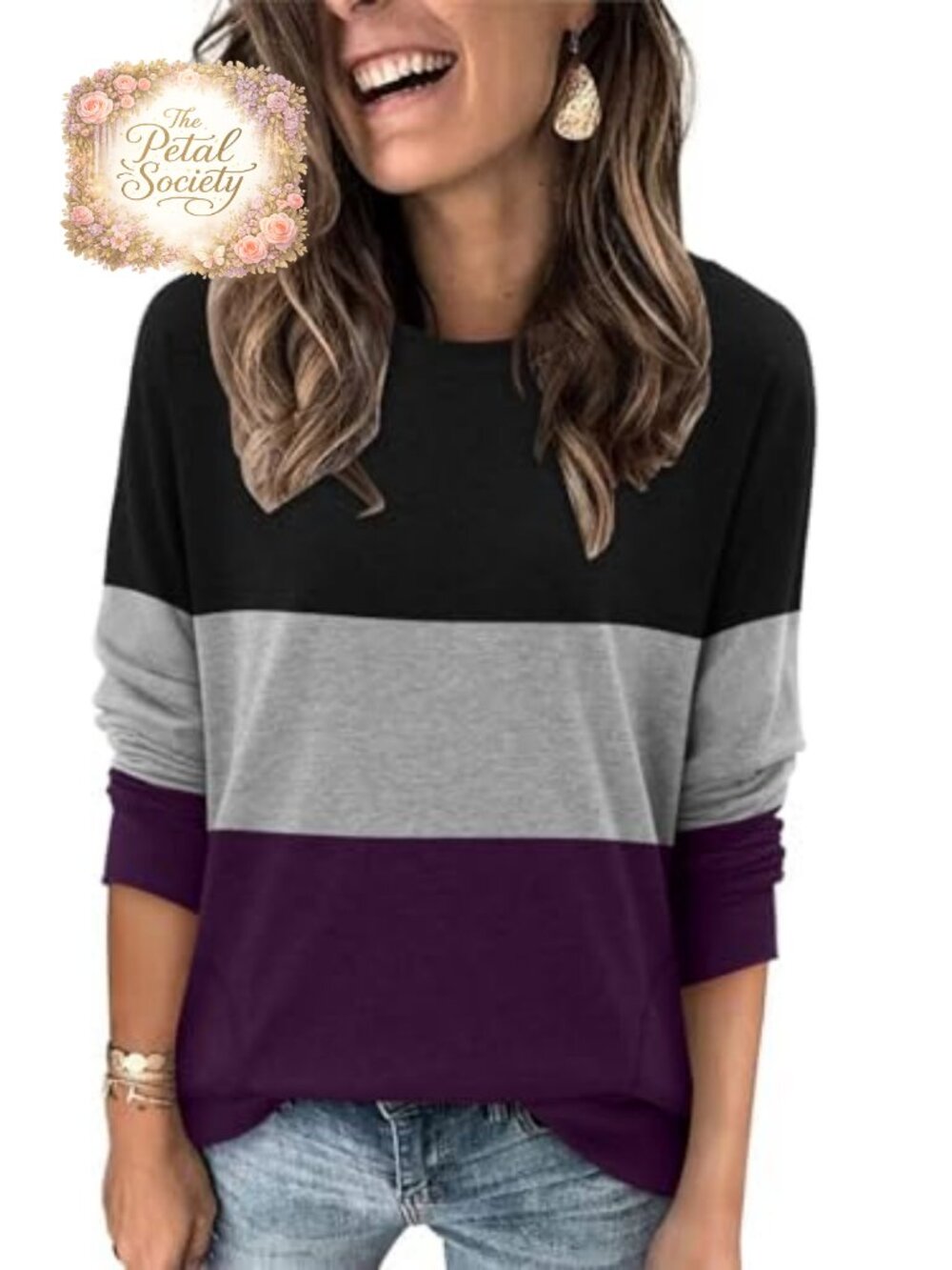 Womens Cotton Blend Tunic Top Long Sleeve Sweatshirt with Pockets